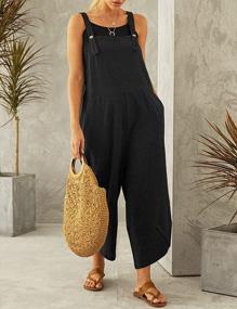 img 3 attached to Women'S Cotton Jumpsuit: Adjustable Summer Bib Overalls With Pockets - Uaneo.
