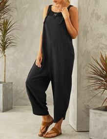 img 2 attached to Women'S Cotton Jumpsuit: Adjustable Summer Bib Overalls With Pockets - Uaneo.