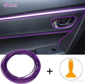 img 4 attached to Car Interior Moulding Trim Strips 32 Feet Universal Car Decoration Pinstriping Filler Insert Strips Styling Dashboard Decorative DIY Flexible Strip Garnish Accessory With Installing Tool (Purple)