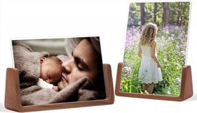 img 4 attached to WEIMELTOY 5X7 Walnut Wooden Picture Frame,Brown Photo Frame With HD Tempered Glass Double Side Cover, 2Pcs Horizontal Vertical Photos For Table Top Or Desktop Display, Gift For Family, Partner And Friends Christmas Gift