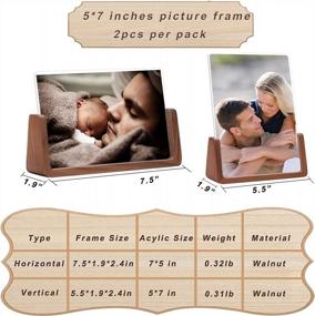 img 3 attached to WEIMELTOY 5X7 Walnut Wooden Picture Frame,Brown Photo Frame With HD Tempered Glass Double Side Cover, 2Pcs Horizontal Vertical Photos For Table Top Or Desktop Display, Gift For Family, Partner And Friends Christmas Gift