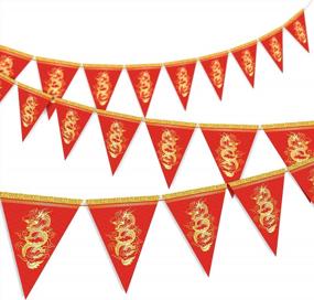 img 4 attached to Celebrate Chinese New Year In Style With Whaline'S Pre-Assembled Pennant Banner - 20Pcs Festive Flags For Indoor/Outdoor Home Decoration!