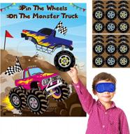 monster truck pin the tail game праздничные атрибуты - коллекция сувениров на день рождения для детей (2 повязки на глаза в комплекте) логотип