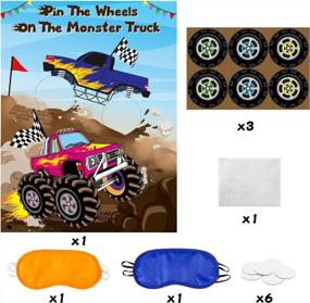 img 2 attached to Monster Truck Pin The Tail Game Праздничные атрибуты - коллекция сувениров на день рождения для детей (2 повязки на глаза в комплекте)