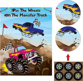 img 1 attached to Monster Truck Pin The Tail Game Праздничные атрибуты - коллекция сувениров на день рождения для детей (2 повязки на глаза в комплекте)