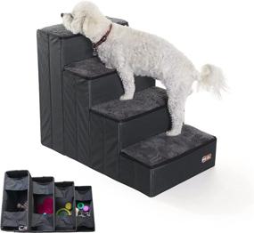 img 4 attached to 🐾 Foldable Pet Stair Steps for Dogs and Cats with Storage - K&amp;H Pet Products in Charcoal/Gray