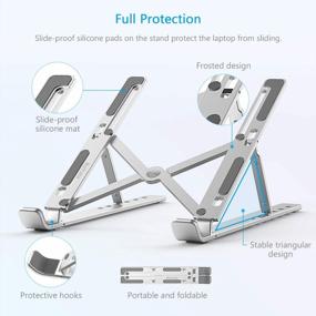 img 2 attached to Adjustable Portable Laptop Stand By Boyata - Aluminum Foldable Laptop Riser With 6 Height Levels For MacBook, Dell Latitude, And 10-15.6 Inch Laptops