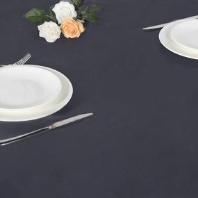 img 2 attached to Grey Waterproof Round Table Cover - Fits Tables Up To 45"-56" | LUSHVIDA Elastic Edged Plastic Tablecloth.