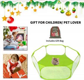 img 3 attached to Breathable And Transparent Pet Playpen Pop-Up Tent For Guinea Pigs, Rabbits, Hamsters, Chinchillas, And Hedgehogs - Portable Outdoor/Indoor Exercise Fence In Light Green