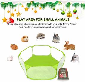 img 2 attached to Breathable And Transparent Pet Playpen Pop-Up Tent For Guinea Pigs, Rabbits, Hamsters, Chinchillas, And Hedgehogs - Portable Outdoor/Indoor Exercise Fence In Light Green
