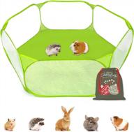 breathable and transparent pet playpen pop-up tent for guinea pigs, rabbits, hamsters, chinchillas, and hedgehogs - portable outdoor/indoor exercise fence in light green logo