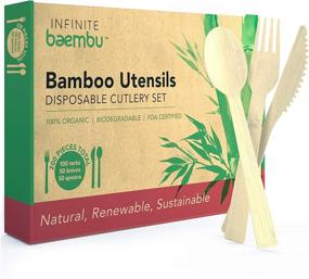 img 4 attached to 200 Piece Bamboo Cutlery Biodegradable