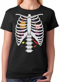 img 4 attached to Halloween Skeleton Costume Tee With X-Ray Ribcage Print For Women
