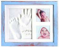 👶 blue baby handprint and footprint kit with clay and personalized name stamps logo
