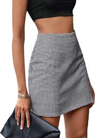 img 4 attached to SheIn Womens Houndstooth Zipper Pencil Women's Clothing via Skirts