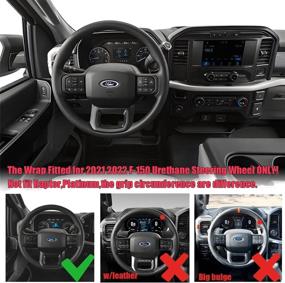 img 3 attached to 🚗 2021-2022 Ford F-150 F150 XL/XLT/Limited Hand-Stitched Steering Wheel Wrap Cover - Interior Urethane Protector Accessories (Grey Marker)