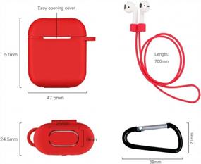 img 3 attached to Protective Silicone Cover Skin Compatible With Apple Airpods Charging – Drop Proof Case Cover With Fluffy Pompom Keychain And Anti-Lost Strap Accessories Kit Compatible Airpod Charging Case (Red)