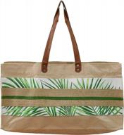 плетеная пляжная большая сумка ручной работы для женщин - стильная и модная сумка через плечо для путешествий, отпуска и фермерского рынка - большая и симпатичная с застежкой-молнией - дизайнерская сумка из джута и холста в дизайне зеленых листьев логотип