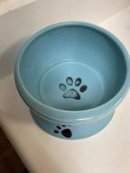 img 1 attached to Elevated Ceramic Cat Food Bowl With Tilted Design For Neck And Spine Protection - Anti-Vomiting, Small Dog And Kitten Supplies - Pure White, 5 Inches review by Amber Bennett