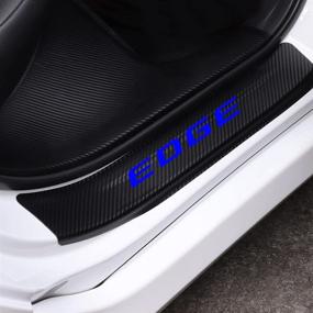 img 4 attached to 🔵 Enhance Your Ford EDGE's Style & Protection with JEYODA Carbon Fiber Vinyl Sticker Car Door Sill Protector in Vibrant Blue