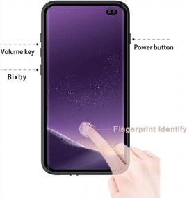 img 1 attached to Водонепроницаемый чехол Marrkey для Samsung Galaxy S10 Plus - встроенная защита экрана всего тела с идентификатором отпечатков пальцев, прочная прозрачная твердая обложка и зажим для ремня - черный