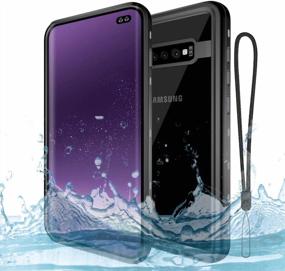 img 4 attached to Водонепроницаемый чехол Marrkey для Samsung Galaxy S10 Plus - встроенная защита экрана всего тела с идентификатором отпечатков пальцев, прочная прозрачная твердая обложка и зажим для ремня - черный