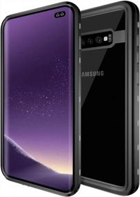 img 3 attached to Водонепроницаемый чехол Marrkey для Samsung Galaxy S10 Plus - встроенная защита экрана всего тела с идентификатором отпечатков пальцев, прочная прозрачная твердая обложка и зажим для ремня - черный