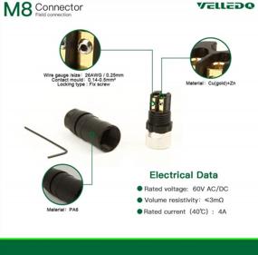 img 1 attached to Industrial Sensor Plug Adapter - VELLEDQ Field Assembly M8 Connector With 3-Pin A Coding And IP67 Waterproofing (Female, Straight, UTP)