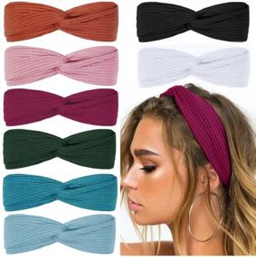 img 4 attached to Boho Chic: Set Of 8 Huachi Twist Knot Headbands For Women And Girls - Perfect For Yoga, Workouts, And Vintage Style