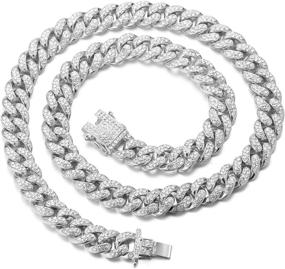 img 4 attached to Halukakah Gold Chain Iced Out Dog Collar, Diamond Cuban Link Necklace 14MM 18k Real Gold/Platinum Plated - XS-XXL Sizes with Free Giftbox - Decoration Only