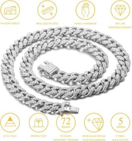 img 2 attached to Halukakah Gold Chain Iced Out Dog Collar, Diamond Cuban Link Necklace 14MM 18k Real Gold/Platinum Plated - XS-XXL Sizes with Free Giftbox - Decoration Only