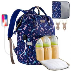 img 4 attached to 🎒 ORANIFUL Diaper Backpack: Waterproof, Multi-Functional Baby Nappy Bag with Insulated Bottle Pockets, USB Charging Port, Changing Pads, and Stroller Straps (Navy)