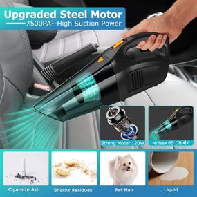 img 2 attached to Portable Car Vacuum Cleaner: Rechargeable & Powerful 120W Cordless Vacuum with Strong Suction for Pet Hair, Home and Car Cleaning