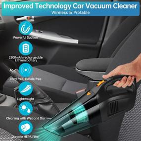 img 1 attached to Portable Car Vacuum Cleaner: Rechargeable & Powerful 120W Cordless Vacuum with Strong Suction for Pet Hair, Home and Car Cleaning