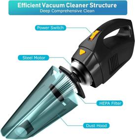 img 3 attached to Portable Car Vacuum Cleaner: Rechargeable & Powerful 120W Cordless Vacuum with Strong Suction for Pet Hair, Home and Car Cleaning