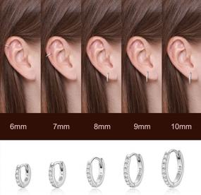 img 3 attached to 14K Real Gold Plated Sterling Silver Small Hoop Earrings For Women - Hypoallergenic Cartilage Jewelry