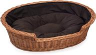 🐶 prestige wicker dark dog bed basket with cushion - extra small, wicker material logo