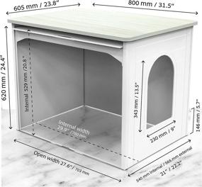 img 2 attached to 🐾 XL Pet House Enclosure: Palram Tiger Double Cat Litter Box Furniture, Hidden Washroom Cabinet Bench & Side Table with Flip Up Door - Ideal for Large Cats