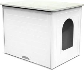 img 4 attached to 🐾 XL Pet House Enclosure: Palram Tiger Double Cat Litter Box Furniture, Hidden Washroom Cabinet Bench & Side Table with Flip Up Door - Ideal for Large Cats