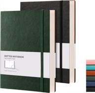 rettacy dotted grid journal 2 pack - b5 large composition dotted notebook with 384 numbered pages,100gsm thick dotted paper,soft leather cover,inner pocket,7.6'' x 10'' logo