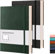 rettacy dotted grid journal 2 pack - b5 большой блокнот с пунктирной структурой, 384 пронумерованных страницы, толстая пунктирная бумага 100gsm, мягкая кожаная обложка, внутренний карман, 7,6 '' x 10 '' логотип