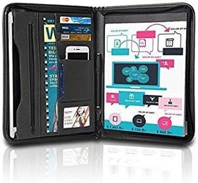 img 2 attached to Black PU Leather Tyson Portfolio With Writing Pad, Card Holder & Phone Slot - Ideal For Business And Resume Storage