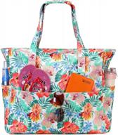 extra large women's waterproof beach tote with wet compartment - ideal pool bag for weekender travel, gym and carry on logo