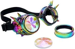 img 1 attached to Steampunk Goggles With Rainbow Crystal Kaleidoscope Lenses For Halloween Rave