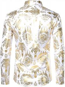 img 3 attached to ZEROYAA Men'S Luxury Baroque Shiny Design Slim Fit Long Sleeve Button Up Dress Shirts