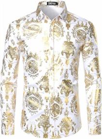 img 4 attached to ZEROYAA Men'S Luxury Baroque Shiny Design Slim Fit Long Sleeve Button Up Dress Shirts