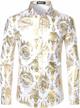 zeroyaa men's luxury baroque shiny design slim fit long sleeve button up dress shirts logo
