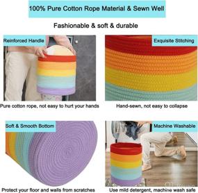 img 1 attached to 🌈 Organize with Style: AUTONOMIER 3-Pack Rainbow Cotton Rope Storage Baskets - Cube Storage Bins, Toy & Decorative Woven Baskets