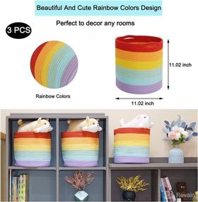 img 3 attached to 🌈 Organize with Style: AUTONOMIER 3-Pack Rainbow Cotton Rope Storage Baskets - Cube Storage Bins, Toy & Decorative Woven Baskets