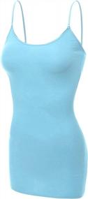 img 4 attached to Emmalise Women'S Basic Plain Long Camisole Cami Tank Top, Aqua, Medium